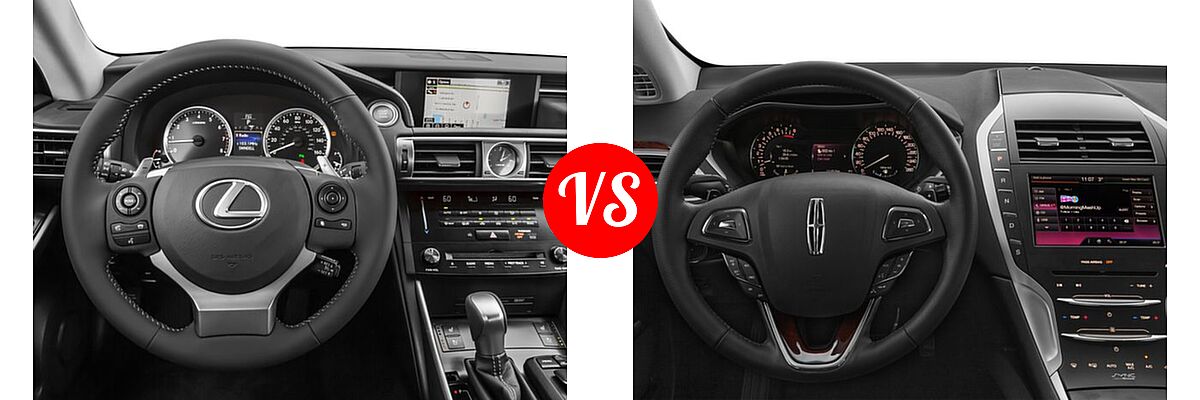 2016 Lexus IS 350 Sedan 4dr Sdn AWD / 4dr Sdn RWD vs. 2016 Lincoln MKZ Sedan 4dr Sdn AWD / 4dr Sdn FWD / Black Label - Dashboard Comparison