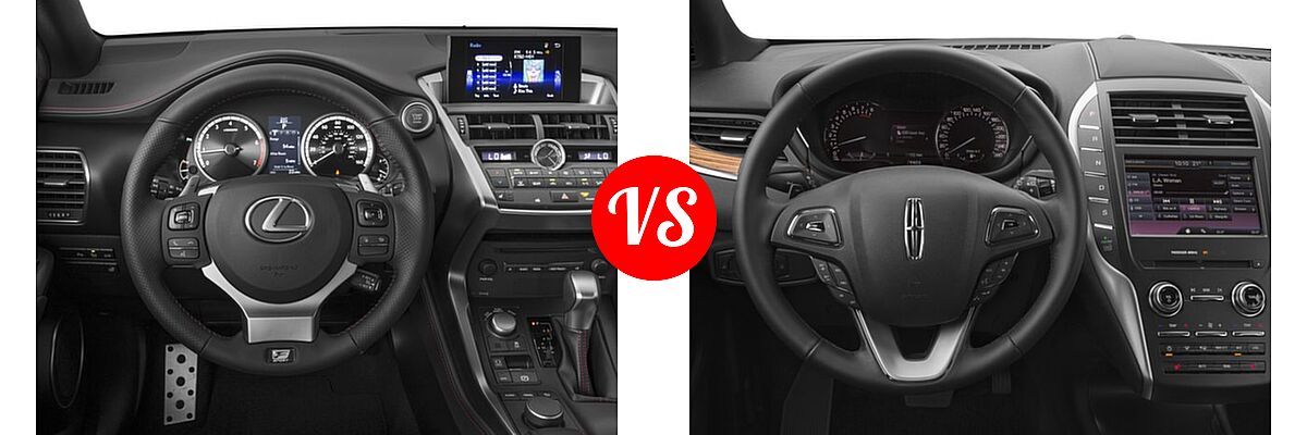 2016 Lexus NX 200t SUV F Sport vs. 2016 Lincoln MKC SUV Black Label / Reserve / Select - Dashboard Comparison
