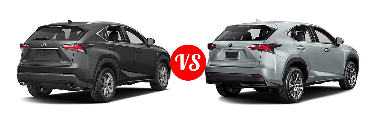 2016 Lexus NX 200t SUV F Sport vs. 2016 Lexus NX 300h SUV AWD 4dr / FWD 4dr - Rear Right Comparison
