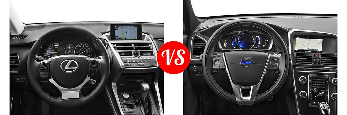2016 Lexus NX 300h SUV AWD 4dr / FWD 4dr vs. 2016 Volvo XC60 SUV T6 Drive-E R-Design / T6 Drive-E R-Design Platinum / T6 R-Design / T6 R-Design Platinum - Dashboard Comparison