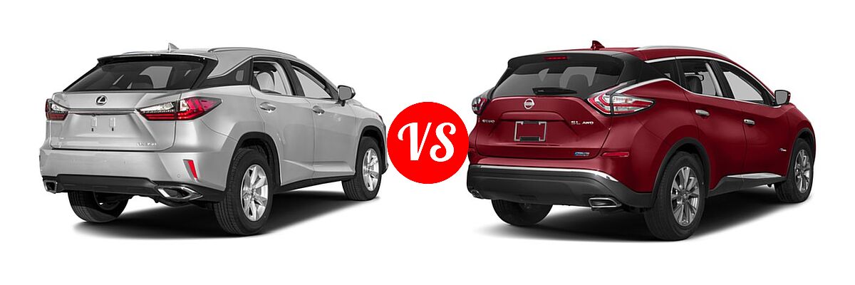 2016 Lexus RX 350 SUV AWD 4dr / FWD 4dr vs. 2016 Nissan Murano SUV Hybrid Platinum / SL - Rear Right Comparison