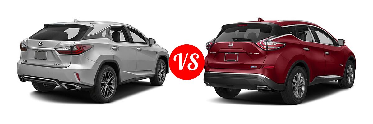 2016 Lexus RX 350 SUV F Sport vs. 2016 Nissan Murano SUV Hybrid Platinum / SL - Rear Right Comparison