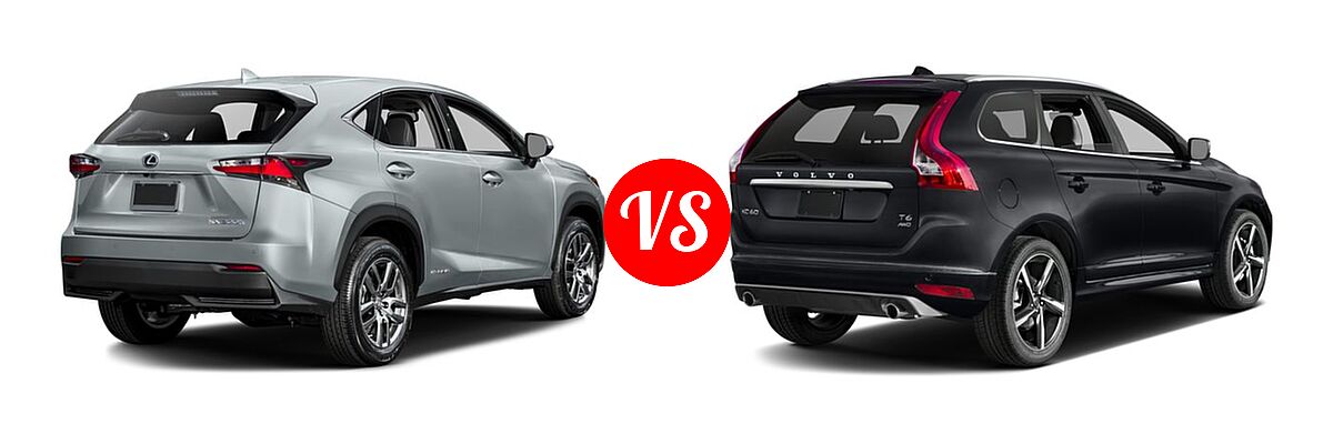 2016 Lexus NX 300h SUV AWD 4dr / FWD 4dr vs. 2016 Volvo XC60 SUV T6 Drive-E R-Design / T6 Drive-E R-Design Platinum / T6 R-Design / T6 R-Design Platinum - Rear Right Comparison