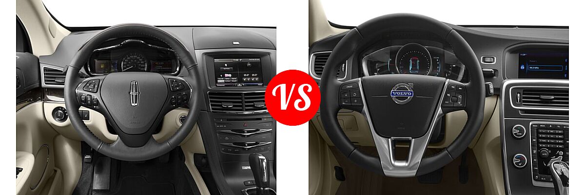 2016 Lincoln MKT Wagon 4dr Wgn 3.7L FWD vs. 2016 Volvo V60 Wagon T5 / T5 Drive-E / T5 Drive-E Platinum / T5 Drive-E Premier / T5 Platinum / T5 Premier - Dashboard Comparison
