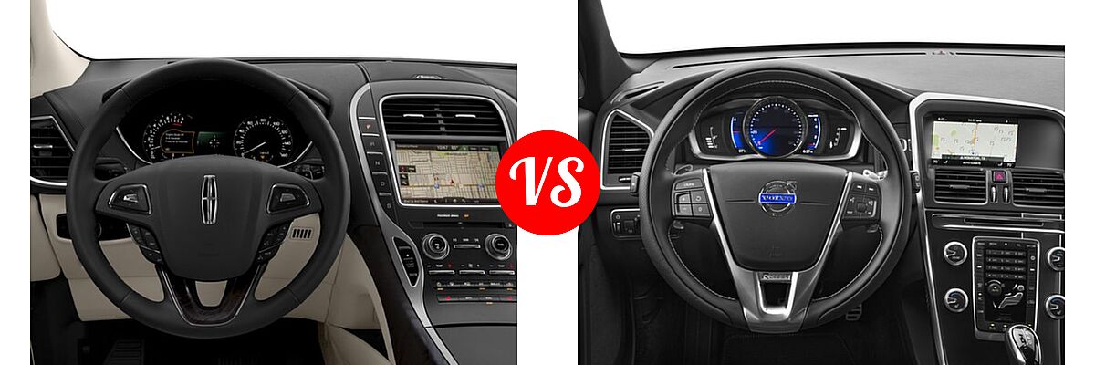 2016 Lincoln MKX SUV Black Label / Premiere / Reserve / Select vs. 2016 Volvo XC60 SUV T6 Drive-E R-Design / T6 Drive-E R-Design Platinum / T6 R-Design / T6 R-Design Platinum - Dashboard Comparison