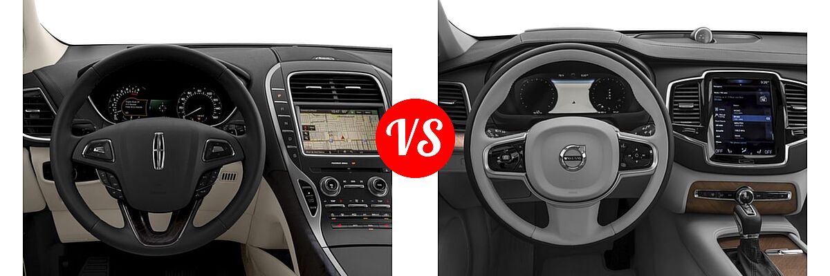 2016 Lincoln MKX SUV Black Label / Premiere / Reserve / Select vs. 2016 Volvo XC90 SUV T6 First Edition / T6 Inscription / T6 Momentum - Dashboard Comparison