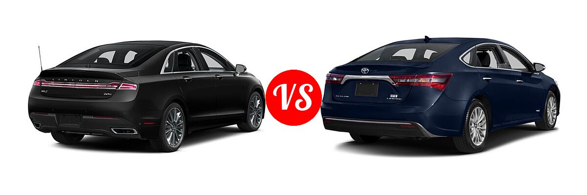 2016 Lincoln MKZ Sedan Hybrid Hybrid / Hybrid Black Label vs. 2016 Toyota Avalon Hybrid Sedan Limited - Rear Right Comparison