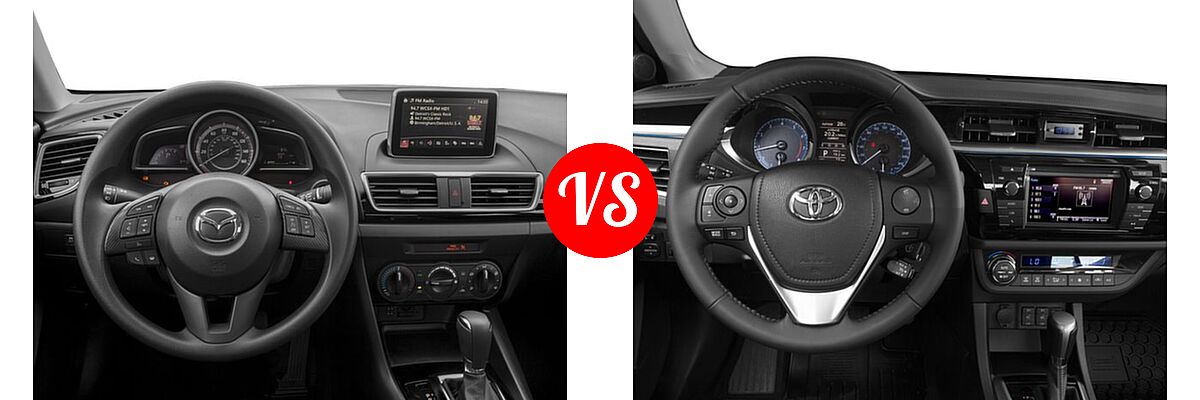 2016 Mazda 3 Sedan i Sport vs. 2016 Toyota Corolla Sedan S / S Plus / S Premium / S w/Special Edition Pkg - Dashboard Comparison