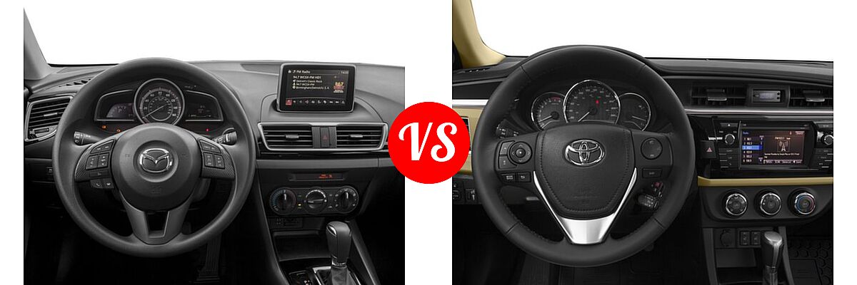 2016 Mazda 3 Sedan i Sport vs. 2016 Toyota Corolla Sedan L / LE / LE ECO / LE ECO Plus / LE ECO Premium / LE Plus / LE Premium - Dashboard Comparison