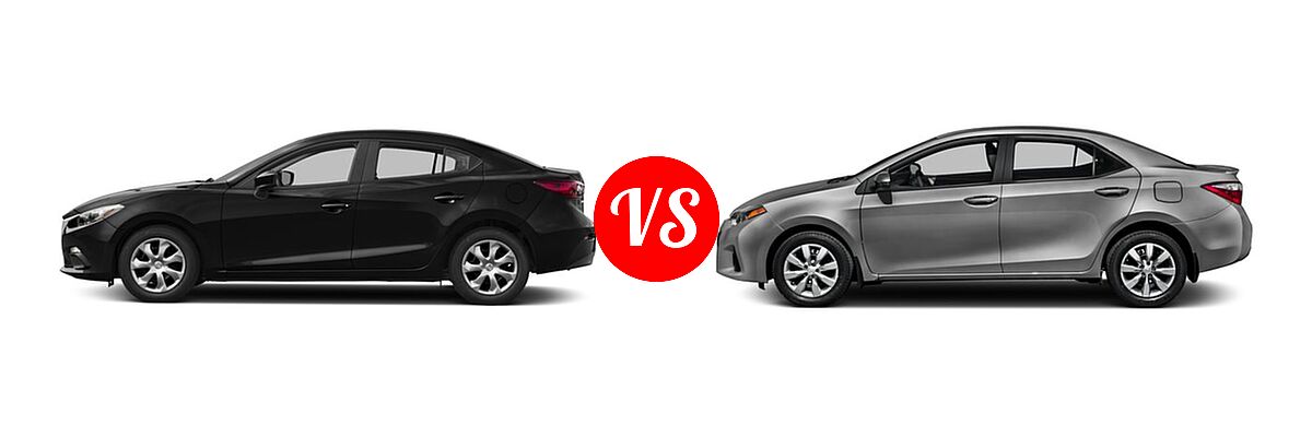 2016 Mazda 3 Sedan i Sport vs. 2016 Toyota Corolla Sedan S / S Plus / S Premium / S w/Special Edition Pkg - Side Comparison