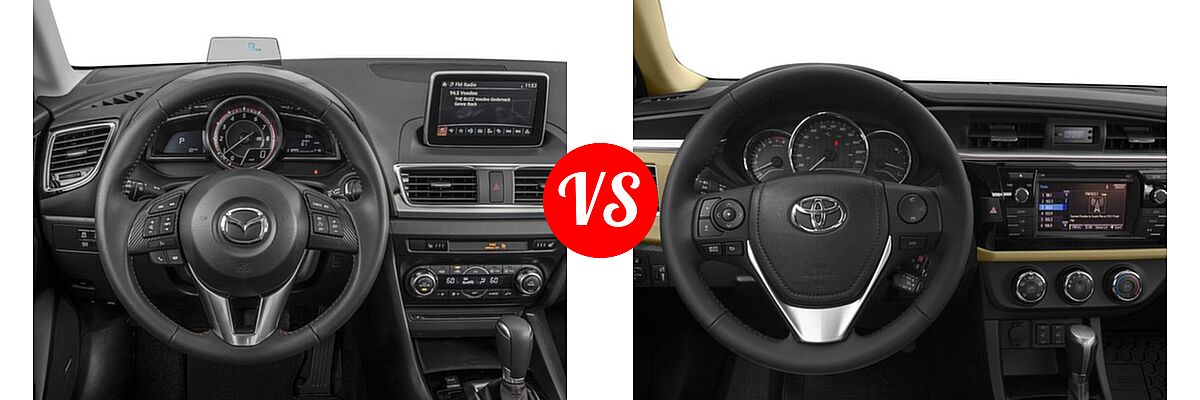2016 Mazda 3 Sedan s Touring vs. 2016 Toyota Corolla Sedan L / LE / LE ECO / LE ECO Plus / LE ECO Premium / LE Plus / LE Premium - Dashboard Comparison