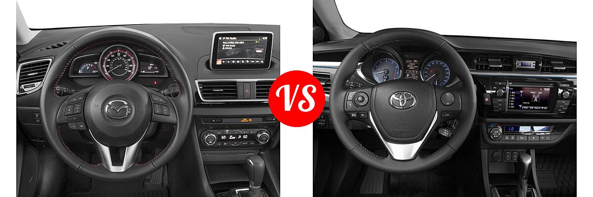 2016 Mazda 3 Sedan i Grand Touring vs. 2016 Toyota Corolla Sedan S / S Plus / S Premium / S w/Special Edition Pkg - Dashboard Comparison