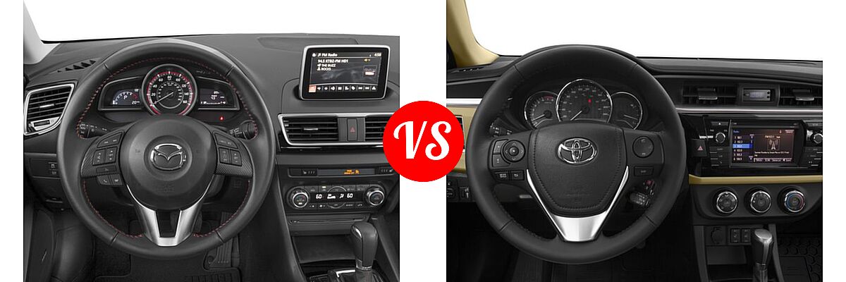 2016 Mazda 3 Sedan i Grand Touring vs. 2016 Toyota Corolla Sedan L / LE / LE ECO / LE ECO Plus / LE ECO Premium / LE Plus / LE Premium - Dashboard Comparison