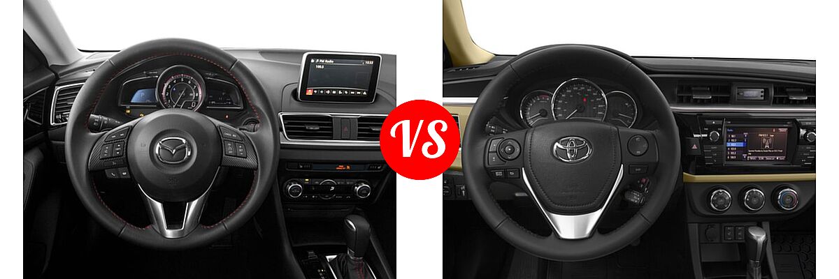 2016 Mazda 3 Sedan s Grand Touring vs. 2016 Toyota Corolla Sedan L / LE / LE ECO / LE ECO Plus / LE ECO Premium / LE Plus / LE Premium - Dashboard Comparison