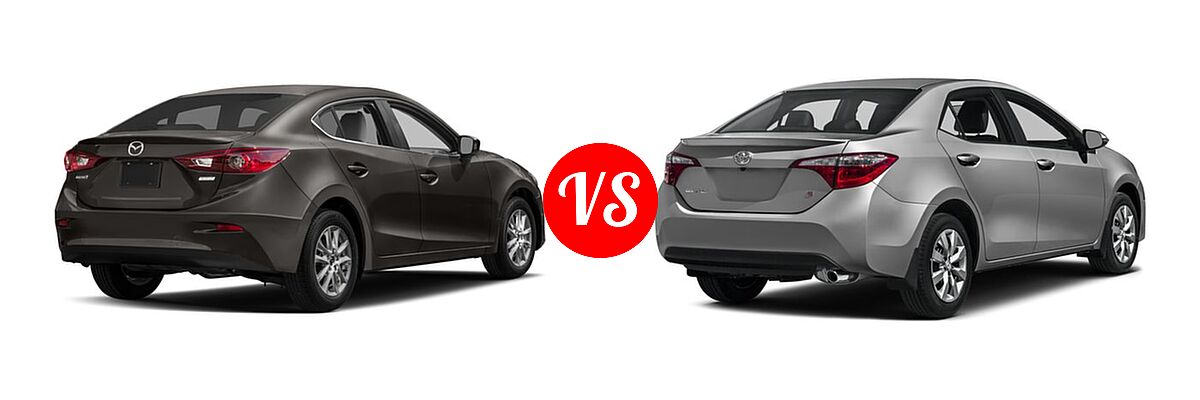 2016 Mazda 3 Sedan i Touring vs. 2016 Toyota Corolla Sedan S / S Plus / S Premium / S w/Special Edition Pkg - Rear Right Comparison