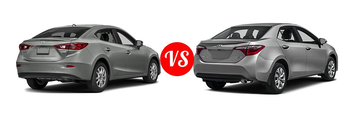 2016 Mazda 3 Sedan i Grand Touring vs. 2016 Toyota Corolla Sedan S / S Plus / S Premium / S w/Special Edition Pkg - Rear Right Comparison