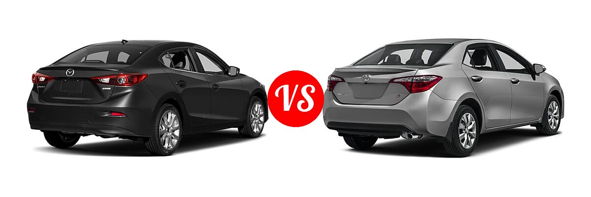 2016 Mazda 3 Sedan s Grand Touring vs. 2016 Toyota Corolla Sedan S / S Plus / S Premium / S w/Special Edition Pkg - Rear Right Comparison
