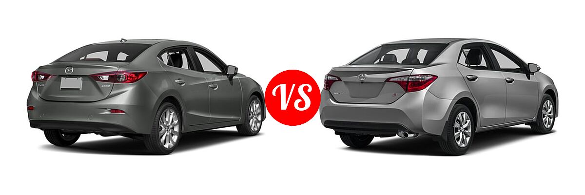 2016 Mazda 3 Sedan s Touring vs. 2016 Toyota Corolla Sedan S / S Plus / S Premium / S w/Special Edition Pkg - Rear Right Comparison