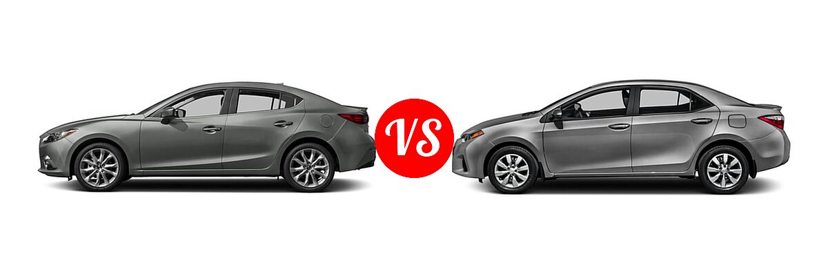2016 Mazda 3 Sedan s Touring vs. 2016 Toyota Corolla Sedan S / S Plus / S Premium / S w/Special Edition Pkg - Side Comparison