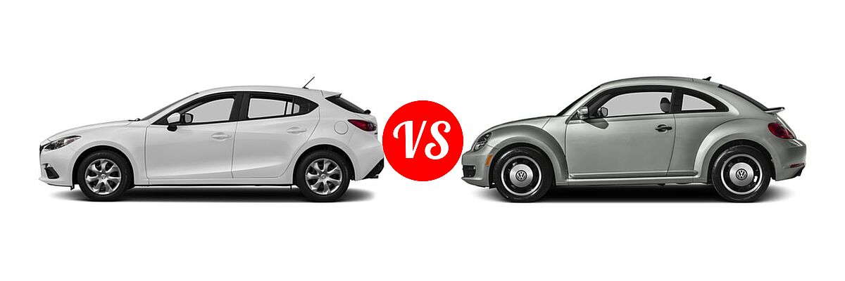 2016 Mazda 3 Hatchback i Sport vs. 2016 Volkswagen Beetle Hatchback 1.8T Classic - Side Comparison