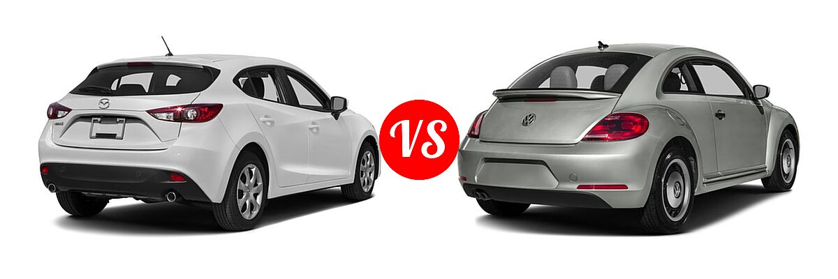 2016 Mazda 3 Hatchback i Sport vs. 2016 Volkswagen Beetle Hatchback 1.8T Classic - Rear Right Comparison