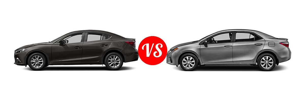 2016 Mazda 3 Sedan i Touring vs. 2016 Toyota Corolla Sedan S / S Plus / S Premium / S w/Special Edition Pkg - Side Comparison