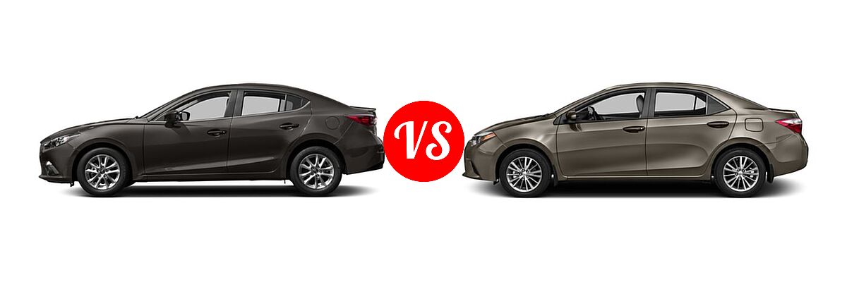 2016 Mazda 3 Sedan i Touring vs. 2016 Toyota Corolla Sedan L / LE / LE ECO / LE ECO Plus / LE ECO Premium / LE Plus / LE Premium - Side Comparison