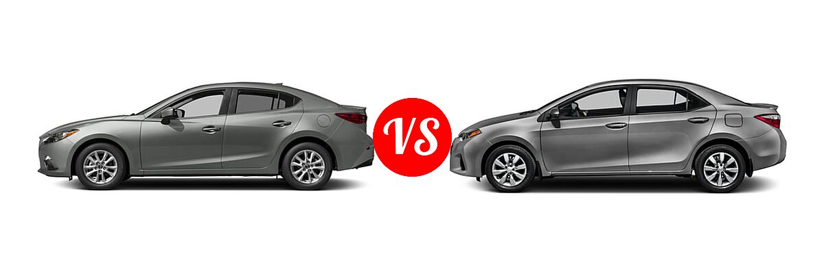 2016 Mazda 3 Sedan i Grand Touring vs. 2016 Toyota Corolla Sedan S / S Plus / S Premium / S w/Special Edition Pkg - Side Comparison