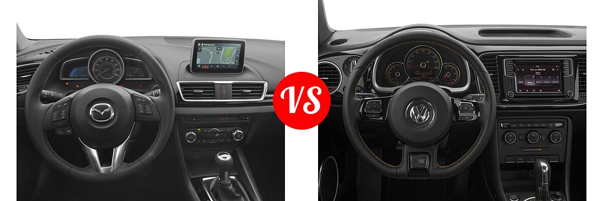 2016 Mazda 3 Hatchback i Grand Touring / s Grand Touring vs. 2016 Volkswagen Beetle Hatchback 1.8T Dune - Dashboard Comparison