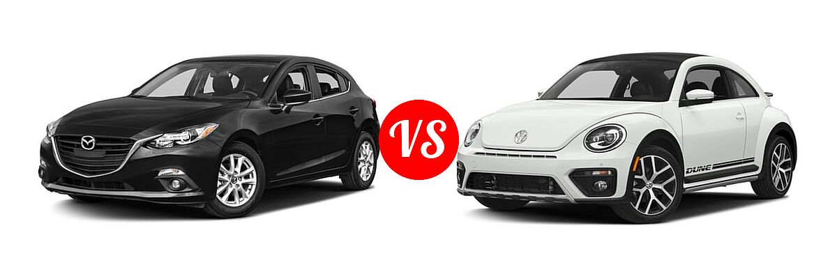 2016 Mazda 3 Hatchback i Grand Touring / s Grand Touring vs. 2016 Volkswagen Beetle Hatchback 1.8T Dune - Front Left Comparison