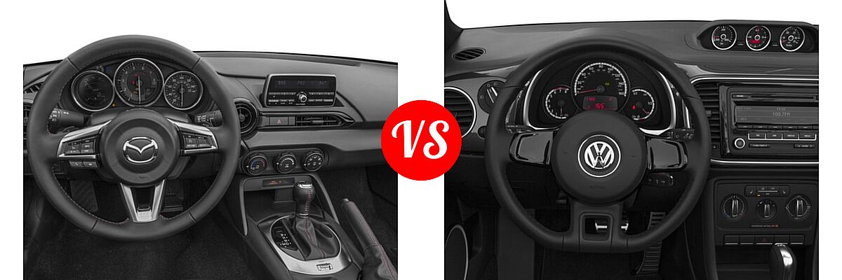 2016 Mazda MX-5 Miata Convertible Sport vs. 2016 Volkswagen Beetle Convertible Convertible 1.8T S / 1.8T SE / 1.8T SEL - Dashboard Comparison