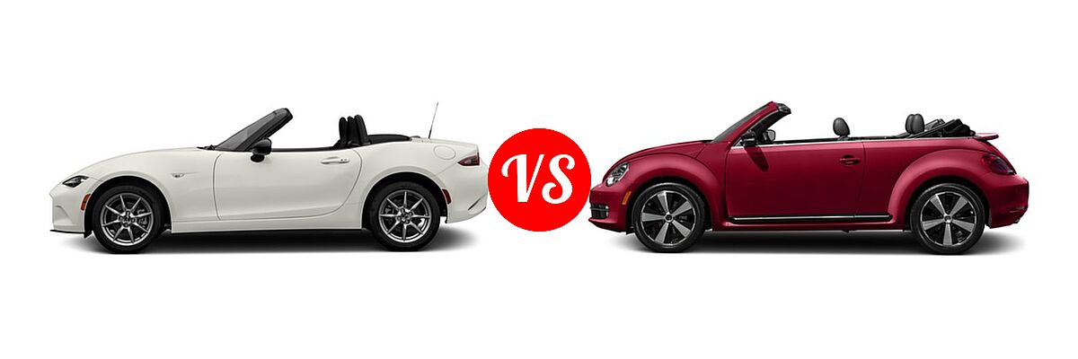 2016 Mazda MX-5 Miata Convertible Sport vs. 2016 Volkswagen Beetle Convertible Convertible 1.8T S / 1.8T SE / 1.8T SEL - Side Comparison