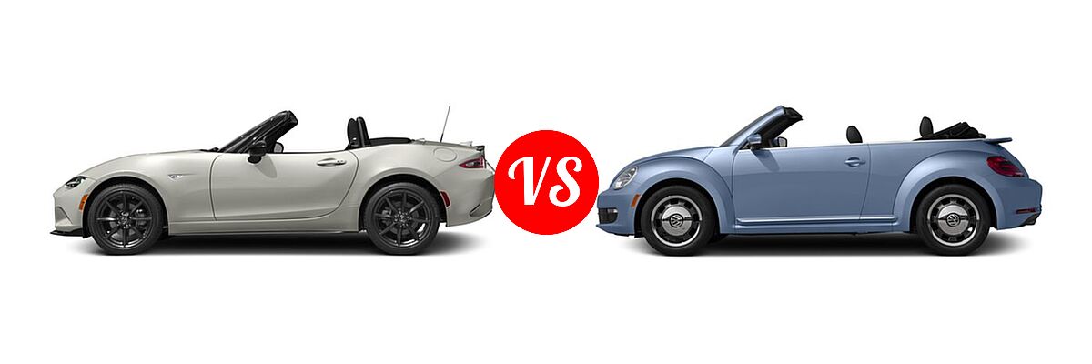 2016 Mazda MX-5 Miata Convertible Club vs. 2016 Volkswagen Beetle Convertible Convertible 1.8T Denim - Side Comparison