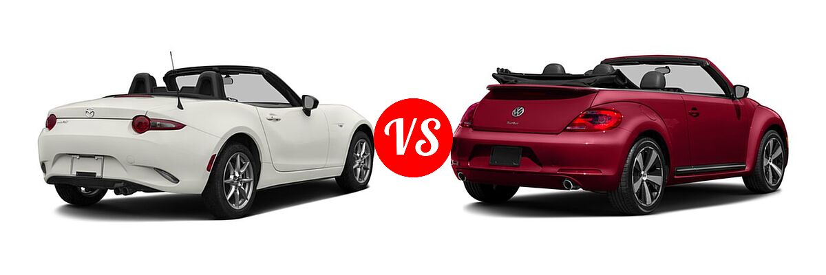 2016 Mazda MX-5 Miata Convertible Sport vs. 2016 Volkswagen Beetle Convertible Convertible 1.8T S / 1.8T SE / 1.8T SEL - Rear Right Comparison