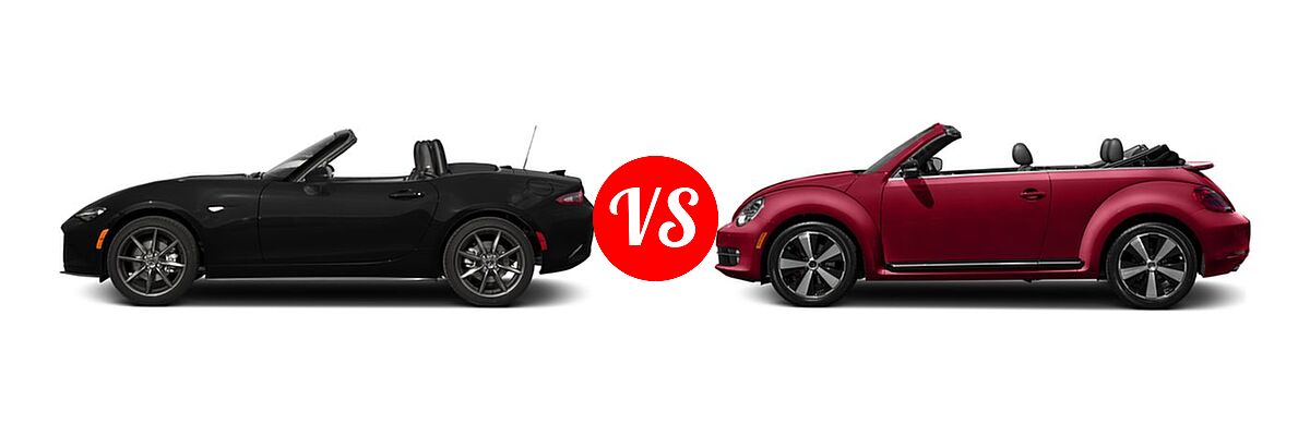 2016 Mazda MX-5 Miata Convertible Grand Touring vs. 2016 Volkswagen Beetle Convertible Convertible 1.8T S / 1.8T SE / 1.8T SEL - Side Comparison