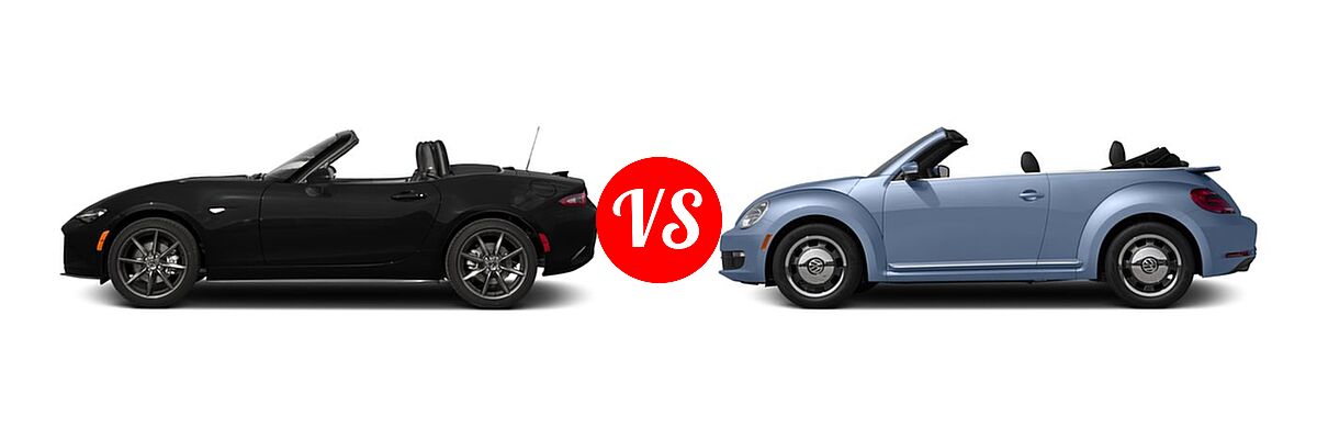 2016 Mazda MX-5 Miata Convertible Grand Touring vs. 2016 Volkswagen Beetle Convertible Convertible 1.8T Denim - Side Comparison