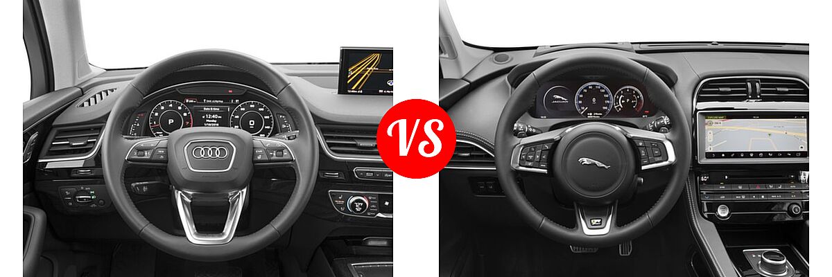 2017 Audi Q7 SUV Premium / Premium Plus / Prestige vs. 2017 Jaguar F-PACE SUV 35t R-Sport - Dashboard Comparison