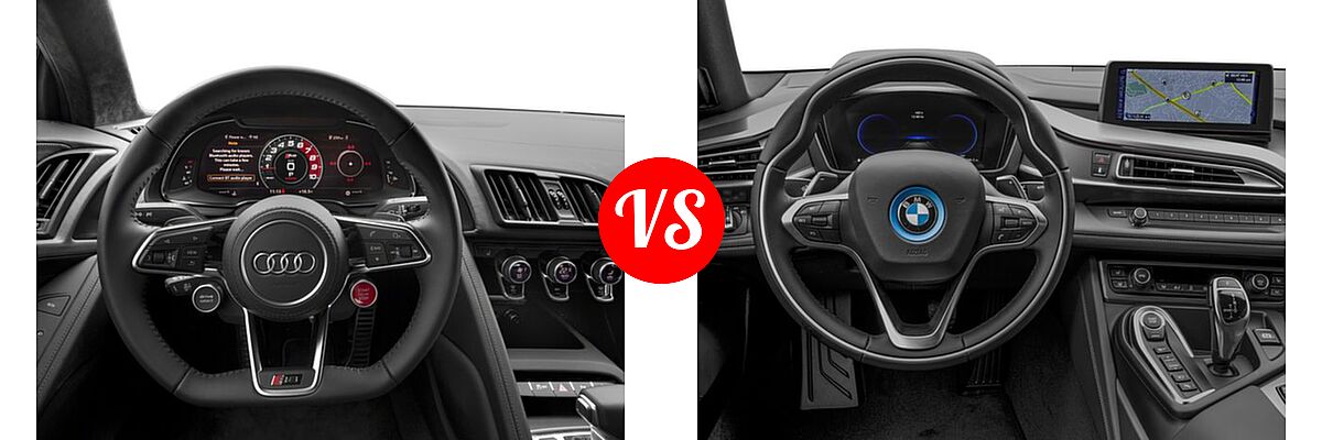 2017 Audi R8 Coupe V10 / V10 plus vs. 2017 BMW i8 Coupe Coupe - Dashboard Comparison