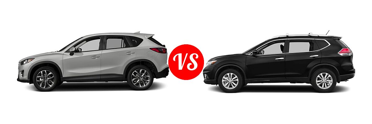 2016 Mazda CX-5 SUV Grand Touring vs. 2016 Nissan Rogue SUV S / SV - Side Comparison
