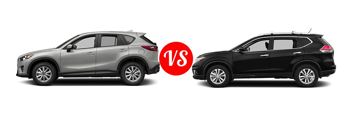 2016 Mazda CX-5 SUV Touring vs. 2016 Nissan Rogue SUV S / SV - Side Comparison