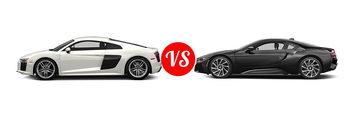 2017 Audi R8 Coupe V10 / V10 plus vs. 2017 BMW i8 Coupe Coupe - Side Comparison