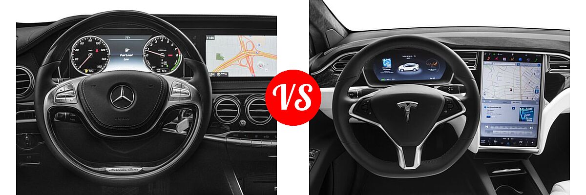 2016 Mercedes-Benz S-Class Sedan Hybrid S 550 Plug-In Hybrid vs. 2016 Tesla Model X SUV 75D / 90D / P90D - Dashboard Comparison