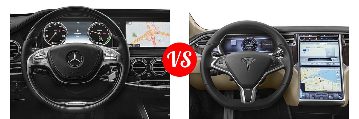 2016 Mercedes-Benz S-Class Sedan Hybrid S 550 Plug-In Hybrid vs. 2016 Tesla Model S Sedan 70D / 90D / P90D - Dashboard Comparison