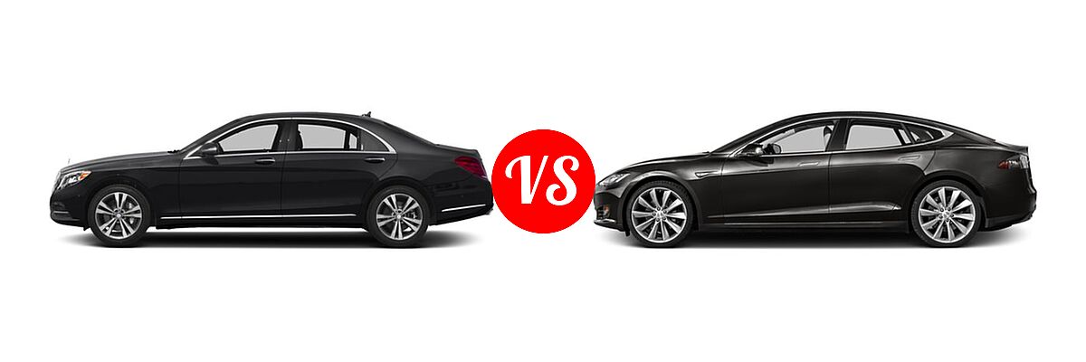 2016 Mercedes-Benz S-Class Sedan Hybrid S 550 Plug-In Hybrid vs. 2016 Tesla Model S Sedan 70D / 90D / P90D - Side Comparison