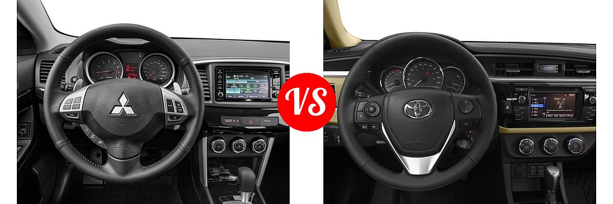 2016 Mitsubishi Lancer Sedan ES / GT / SE / SEL vs. 2016 Toyota Corolla Sedan L / LE / LE ECO / LE ECO Plus / LE ECO Premium / LE Plus / LE Premium - Dashboard Comparison