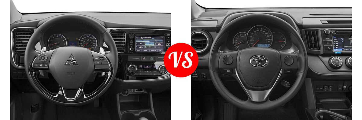2016 Mitsubishi Outlander SUV ES / SE vs. 2016 Toyota RAV4 SUV LE - Dashboard Comparison
