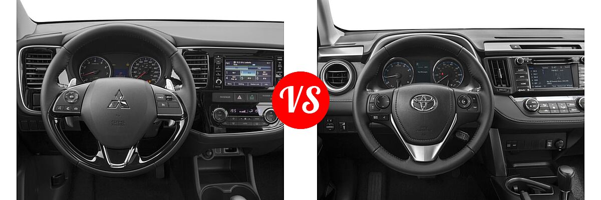 2016 Mitsubishi Outlander SUV ES / SE vs. 2016 Toyota RAV4 SUV XLE - Dashboard Comparison