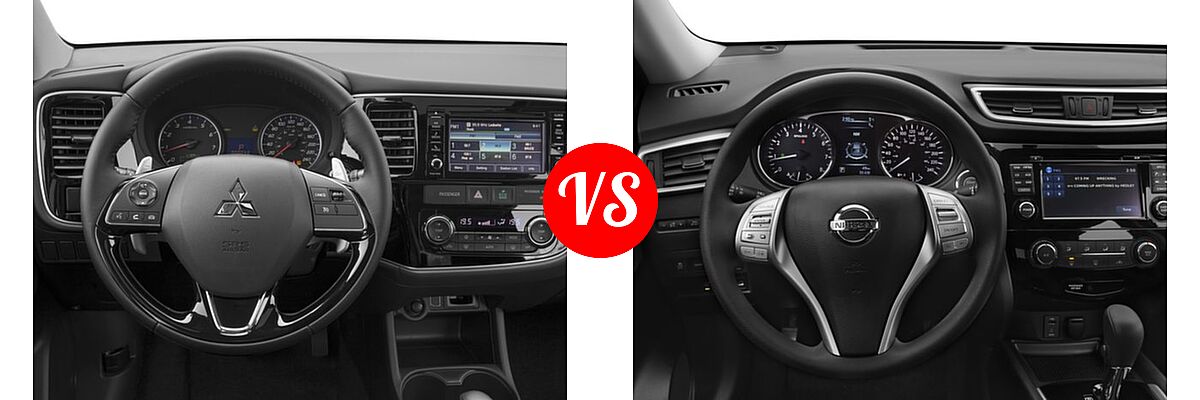 2016 Mitsubishi Outlander SUV ES / SE vs. 2016 Nissan Rogue SUV S / SV - Dashboard Comparison