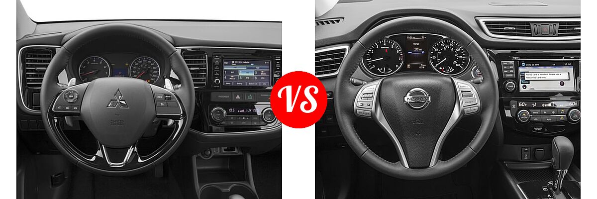 2016 Mitsubishi Outlander SUV ES / SE vs. 2016 Nissan Rogue SUV SL - Dashboard Comparison