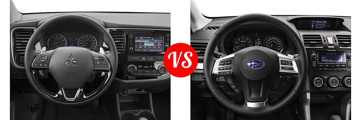 2016 Mitsubishi Outlander SUV ES / SE vs. 2016 Subaru Forester SUV 2.5i Touring - Dashboard Comparison